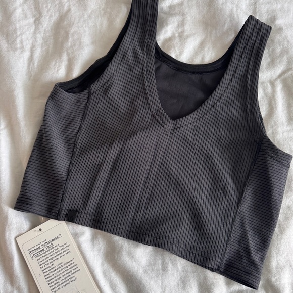 🆕🖤 Lululemon Ribbed Softstreme Cropped Tank - Black - Picture 8 of 10